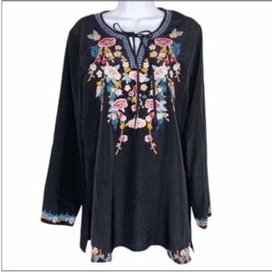 FAITH & ZOE flowers embroidery tunic top NEW
